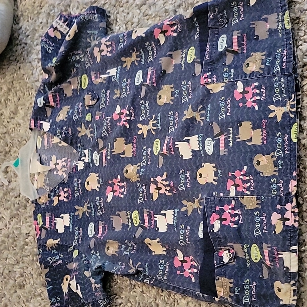 Large dog print scrub top